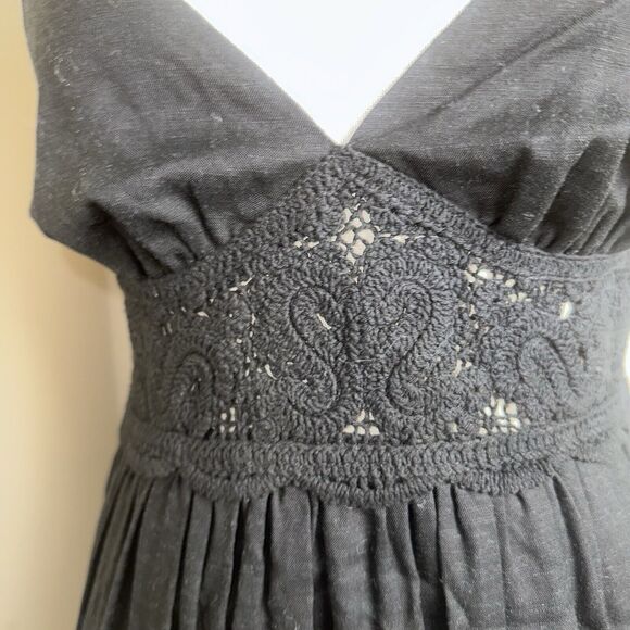 NEW Jason Wu Black Crochet Maxi Dress Boho Beach Vacation Linen Blend Sz XS - Picture 5 of 12